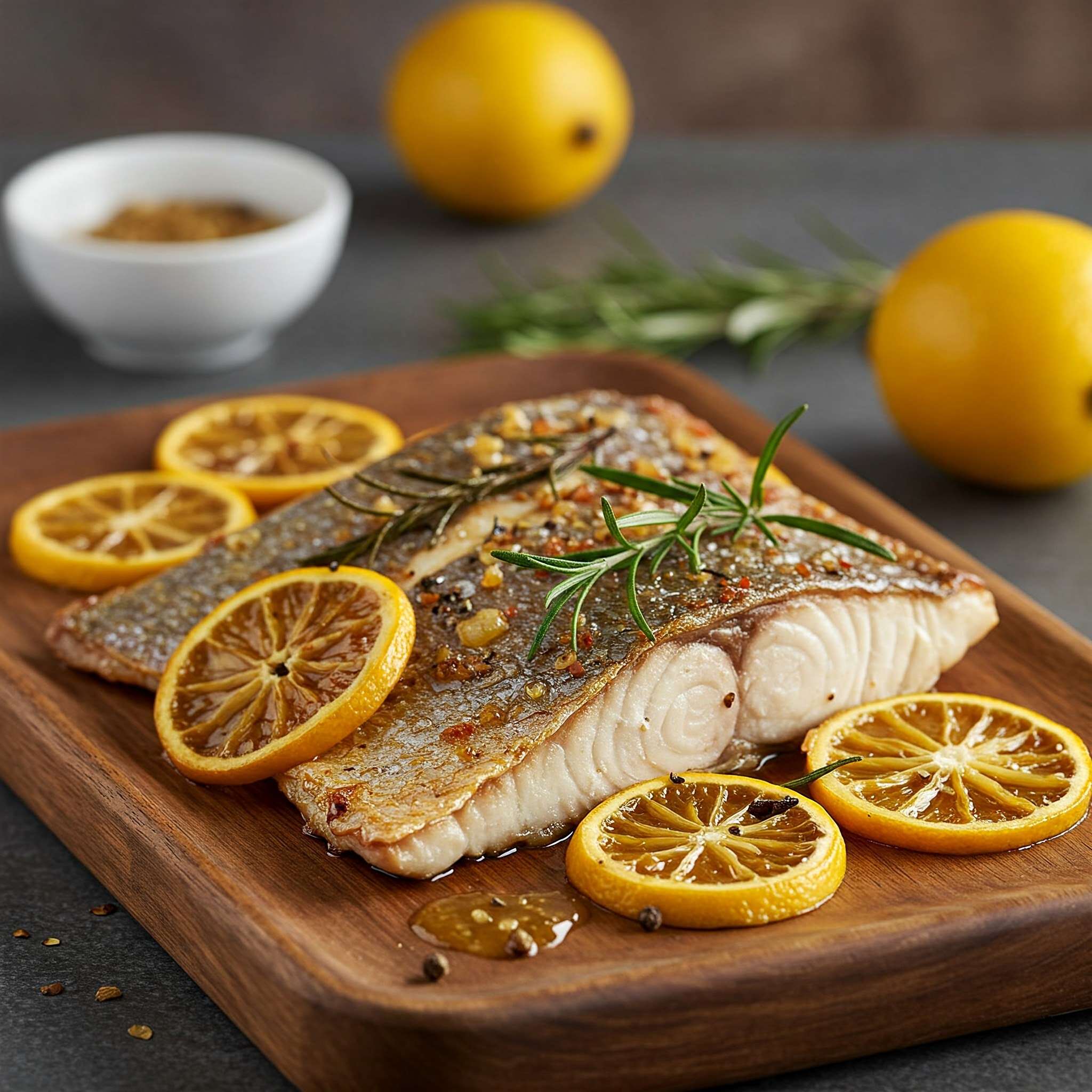 Le Filet de Daurade Royale Rôti aux Citrons Confits et Romarin